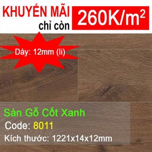 Sàn Gỗ Cốt Xanh Chịu Nước 8011