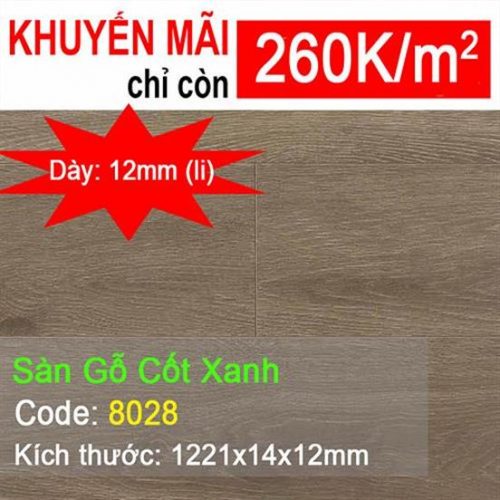 Sàn Gỗ Cốt Xanh Chịu Nước 8028